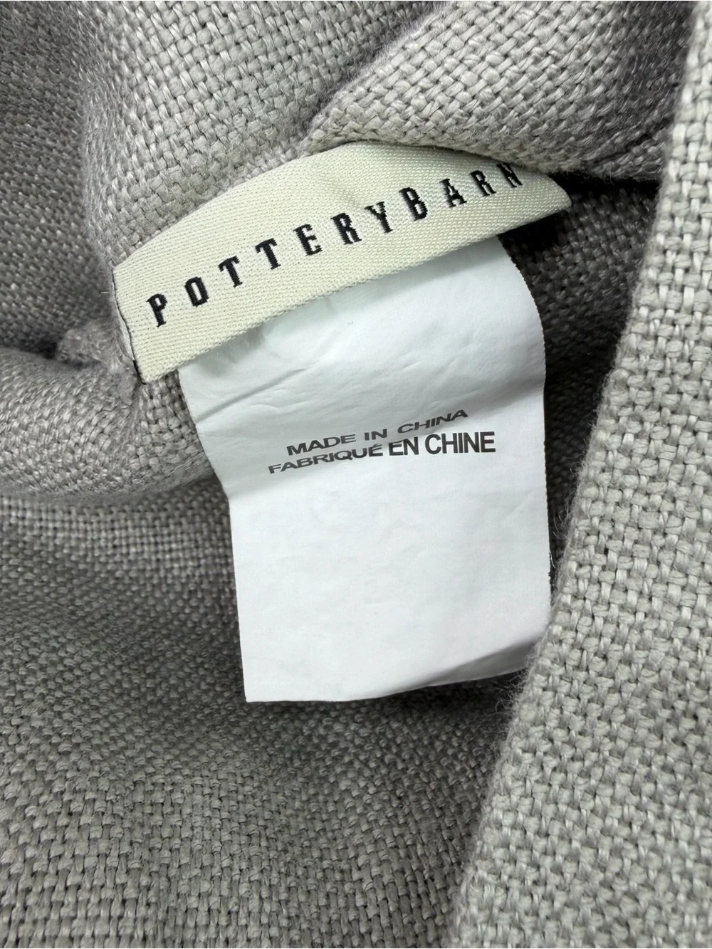 Pottery Barn Textured Linen Big Button 18x18 Gray Pillow Cover